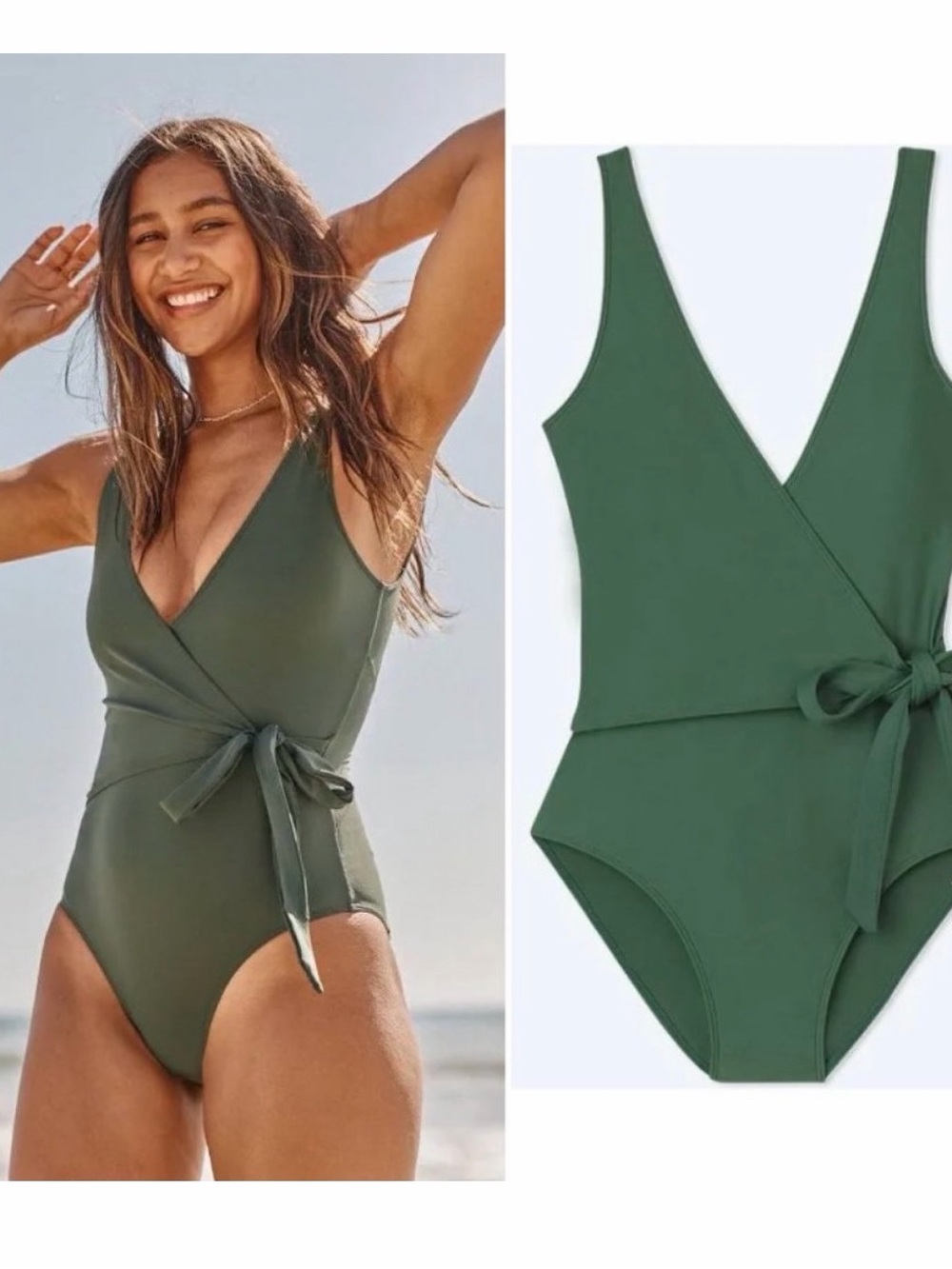 SUMMERSALT Perfect Wrap One-Piece Olive Swimsuit Size 14